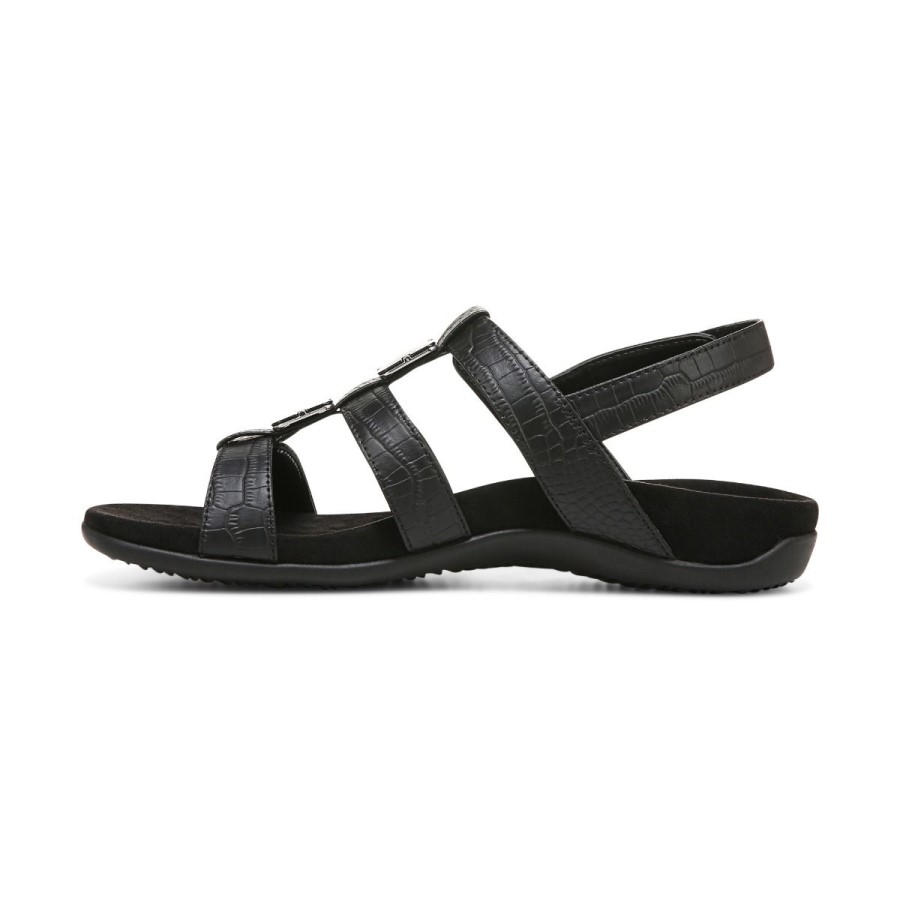 Sandália âmbar Ajustável Vionic Preto Crocodilo
