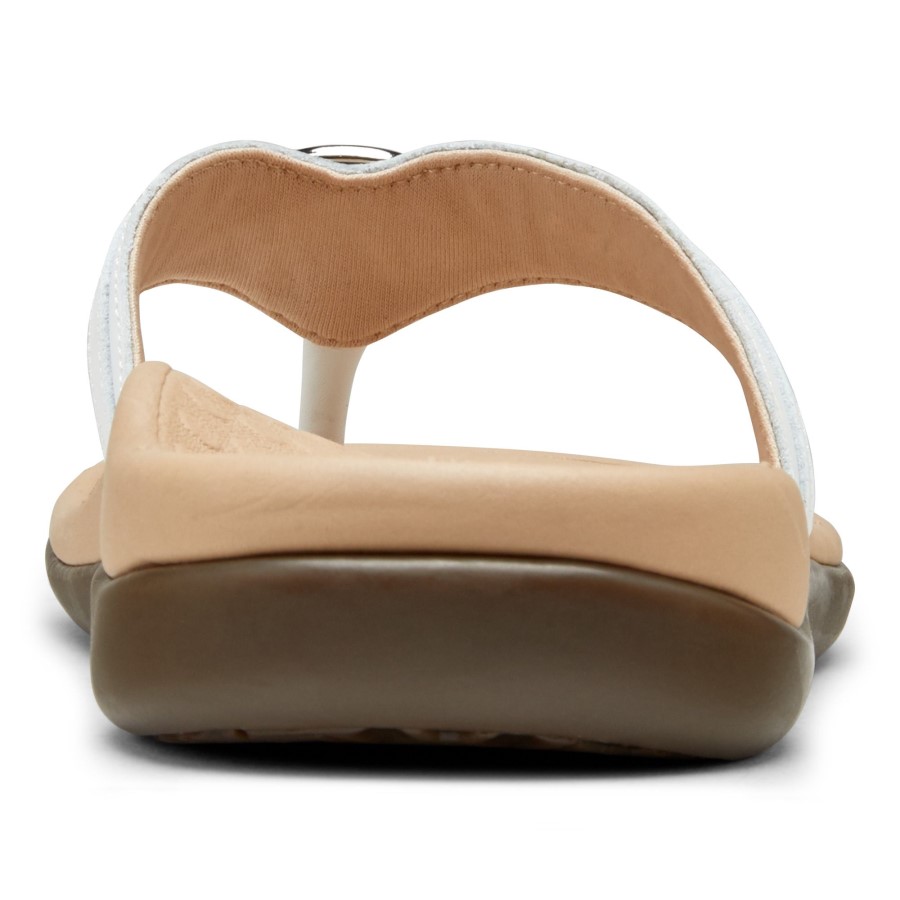 Sandália Pós-sandália De Couro Branco Vionic Com Dedo Do Pé De Aloe