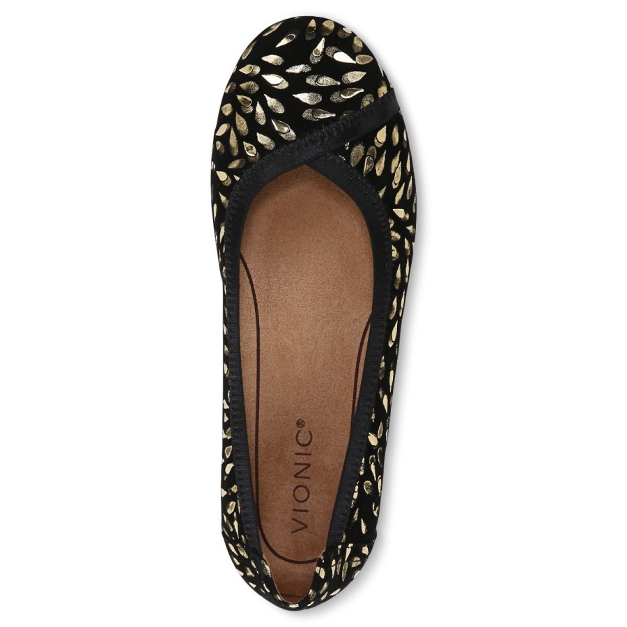 Caroll Ballet Camurça Preta Plana Vionic