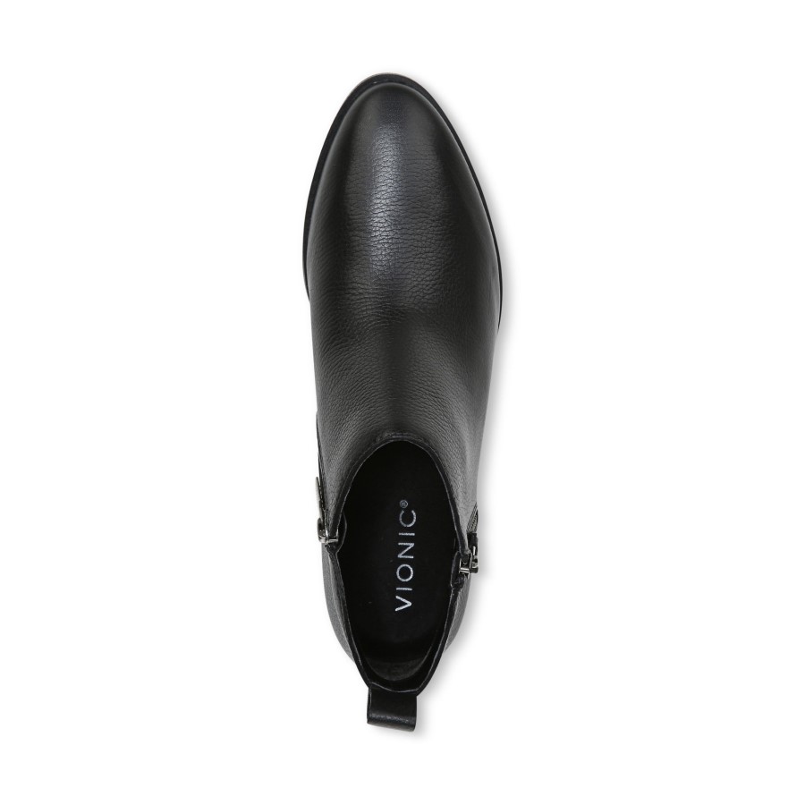 Bota Cecily Tornozelo Vionic Couro Preto