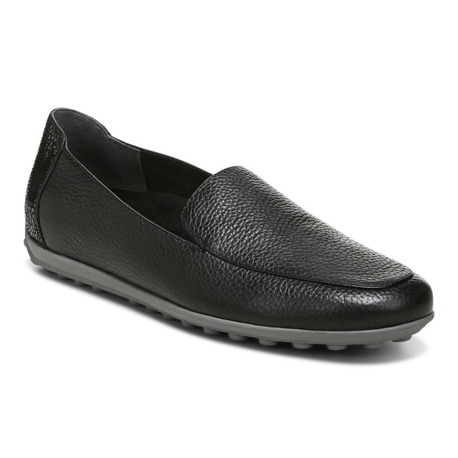 Mocassim Vionic Couro Preto Elora