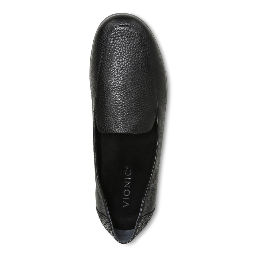 Mocassim Vionic Couro Preto Elora