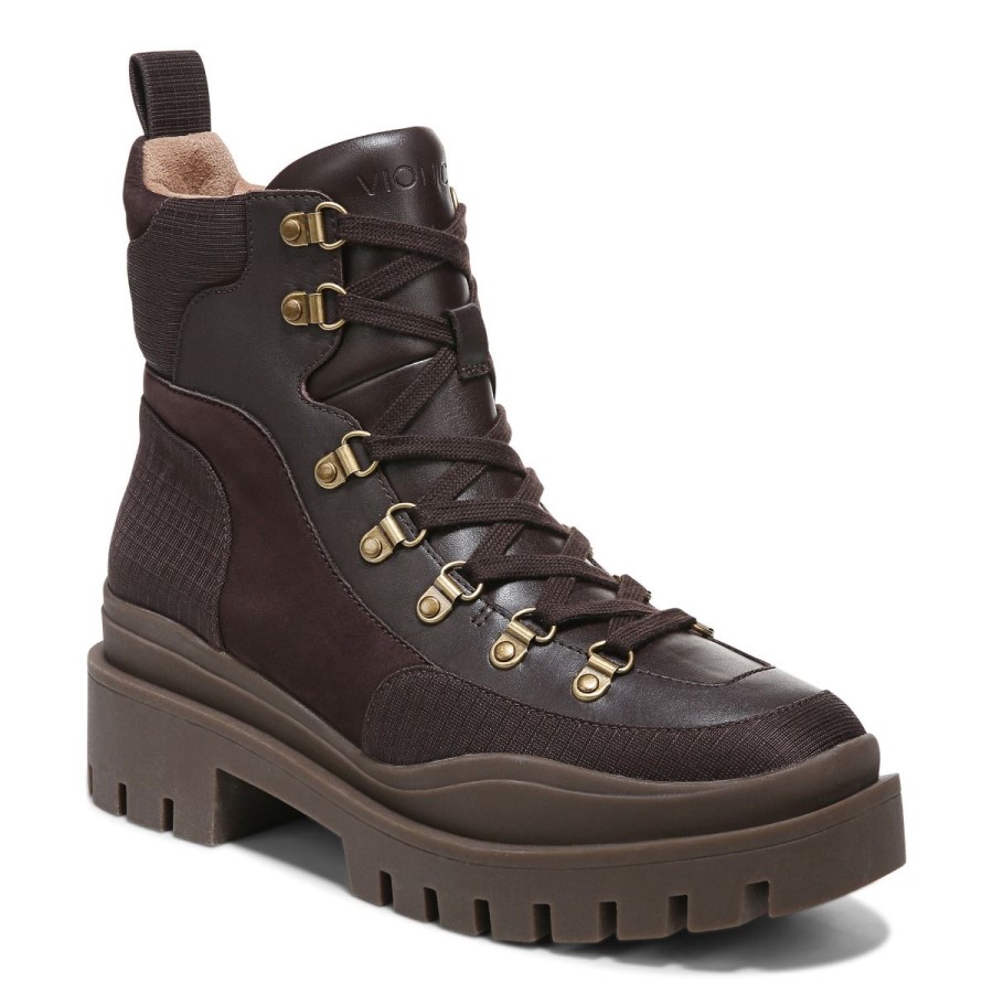 Jaxen Boot Vionic Chocolate Couro Têxtil