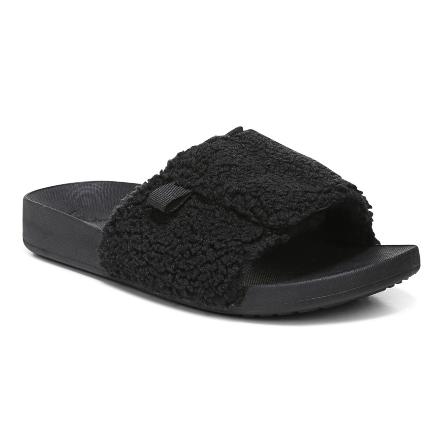 Sandália Keira Slide Vionic Black Shearling