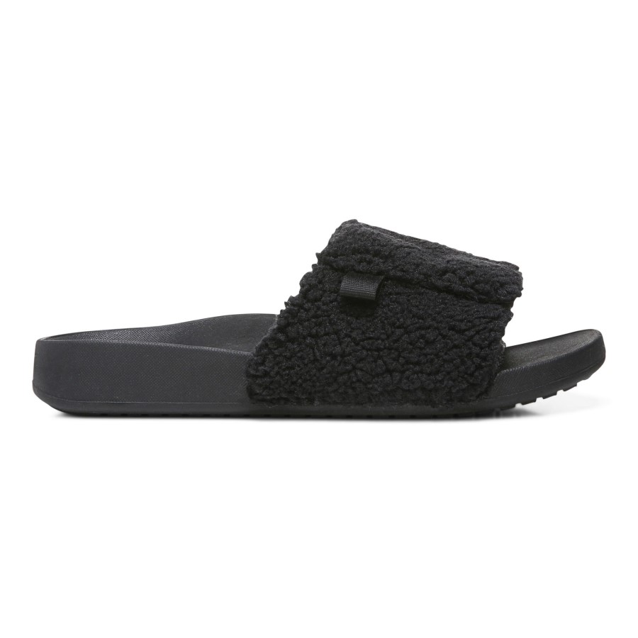Sandália Keira Slide Vionic Black Shearling