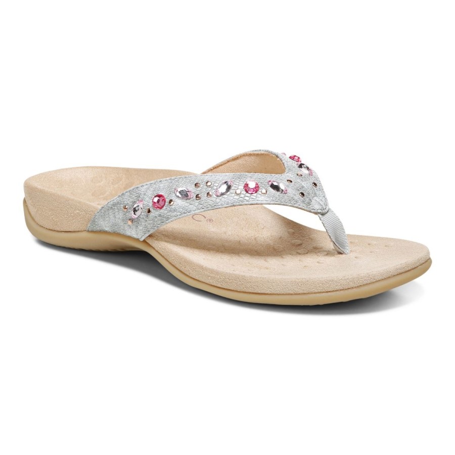 Lucia Toe Sandal Post Cinza Claro Vionic