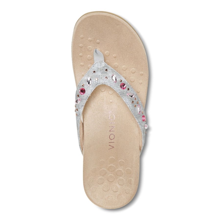 Lucia Toe Sandal Post Cinza Claro Vionic