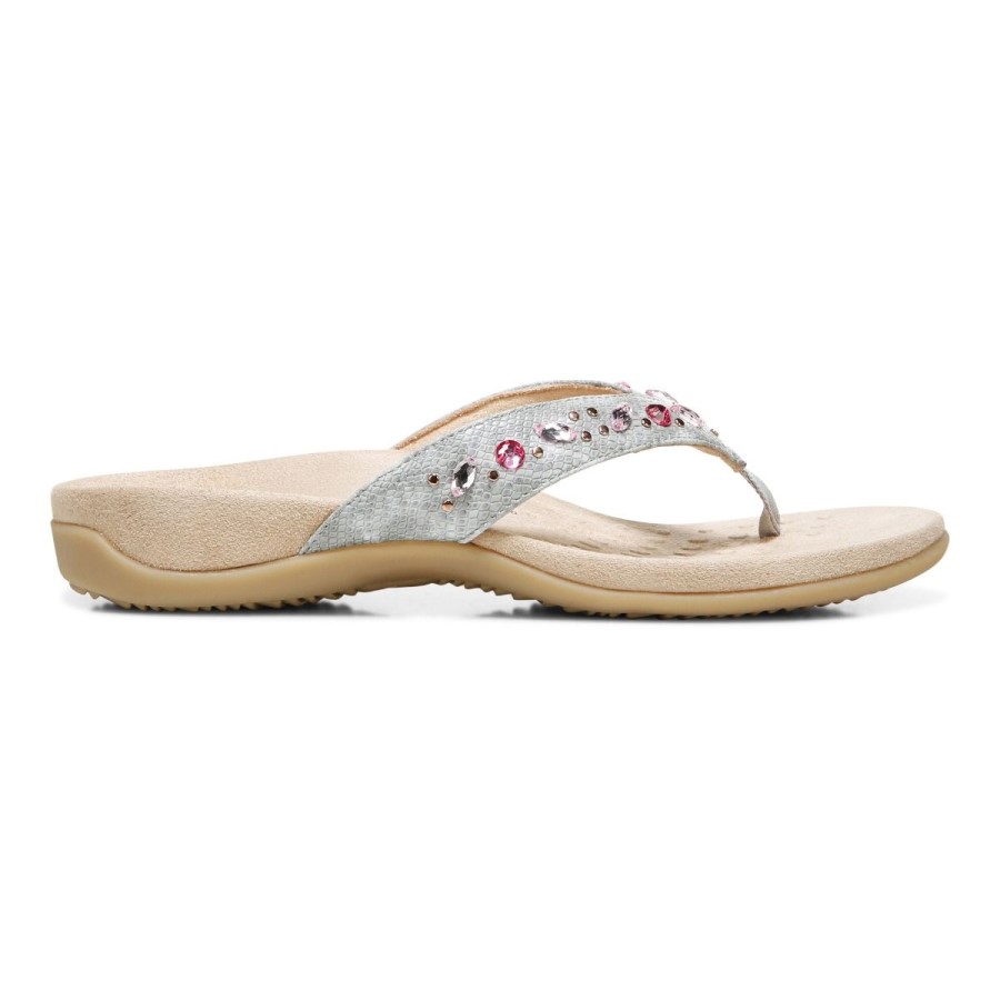 Lucia Toe Sandal Post Cinza Claro Vionic