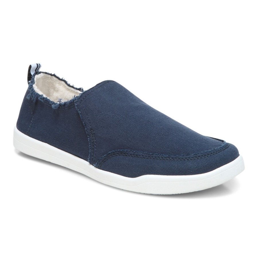 Tênis Slip On Malibu De Lona Azul Marinho: Canvas Vionic