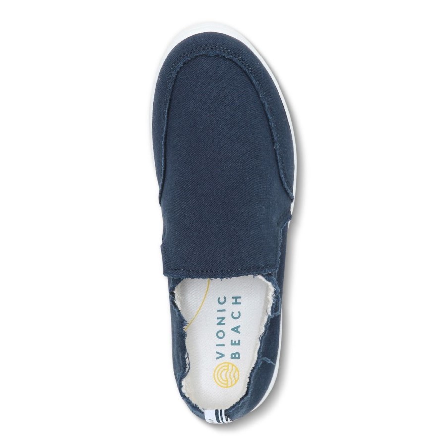 Tênis Slip On Malibu De Lona Azul Marinho: Canvas Vionic