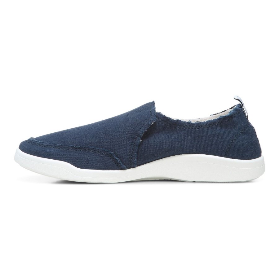 Tênis Slip On Malibu De Lona Azul Marinho: Canvas Vionic