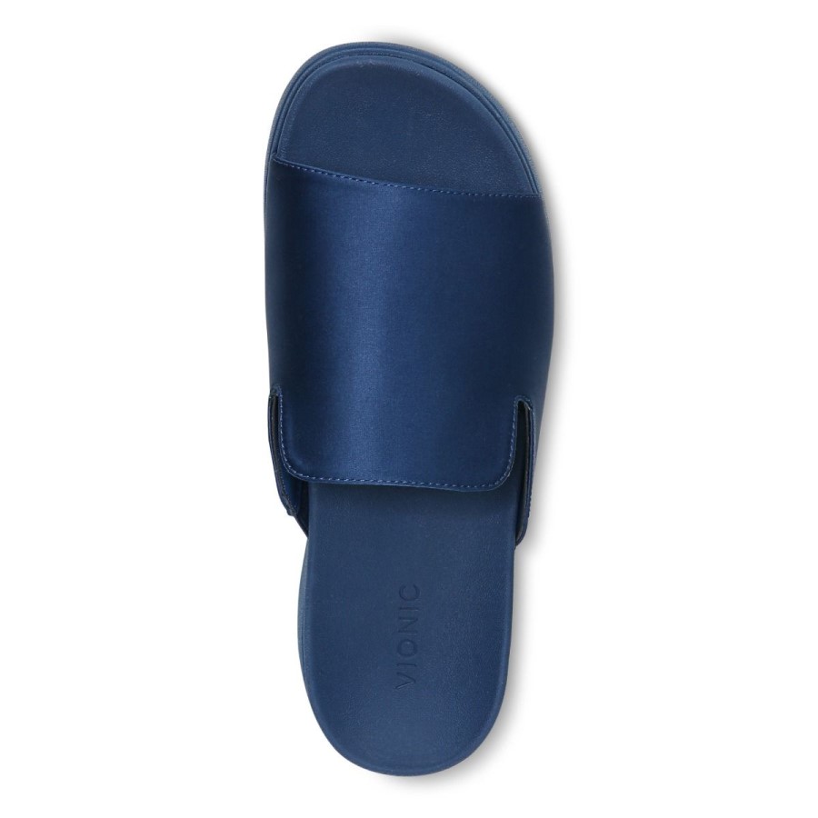 Sandália Plataforma Monica De Cetim Azul Escuro Vionic