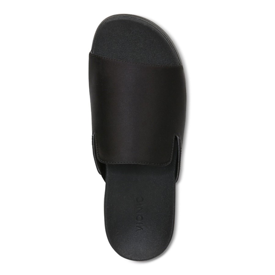 Monica Sandália Plataforma Preta Cetim Vionic