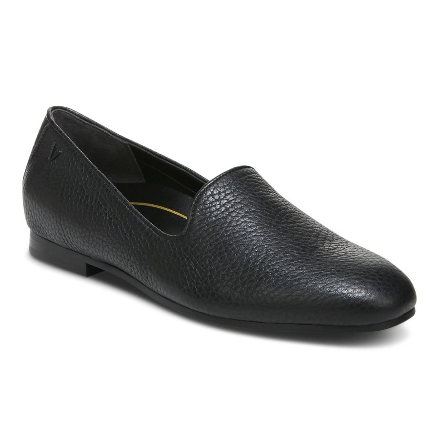 Couro Preto Caído Willa Slip On Flat Vionic