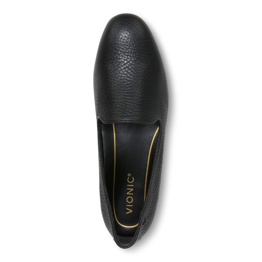 Couro Preto Caído Willa Slip On Flat Vionic