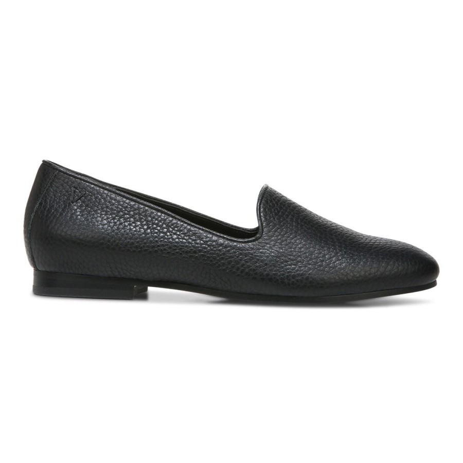 Couro Preto Caído Willa Slip On Flat Vionic