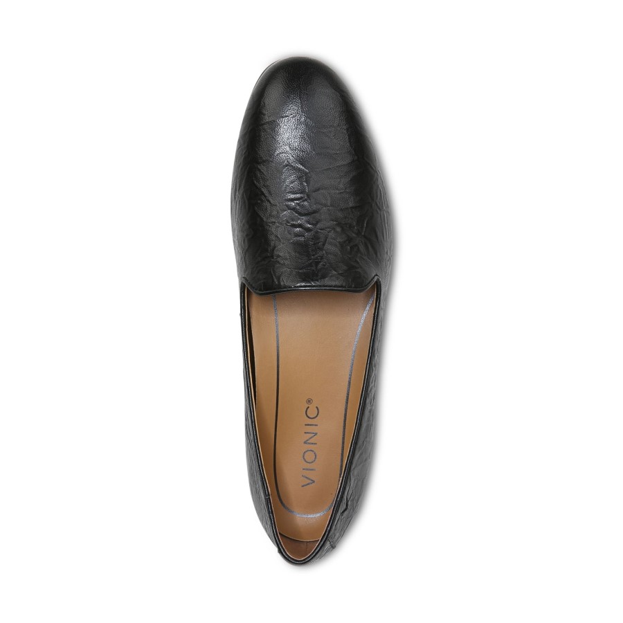 Willa Slip On Flat Vionic Black Leather