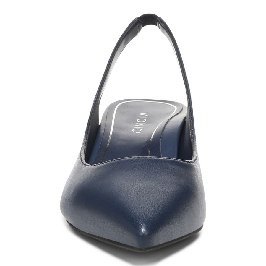 Salto De Gatinho Ziva De Couro Marinho Vionic