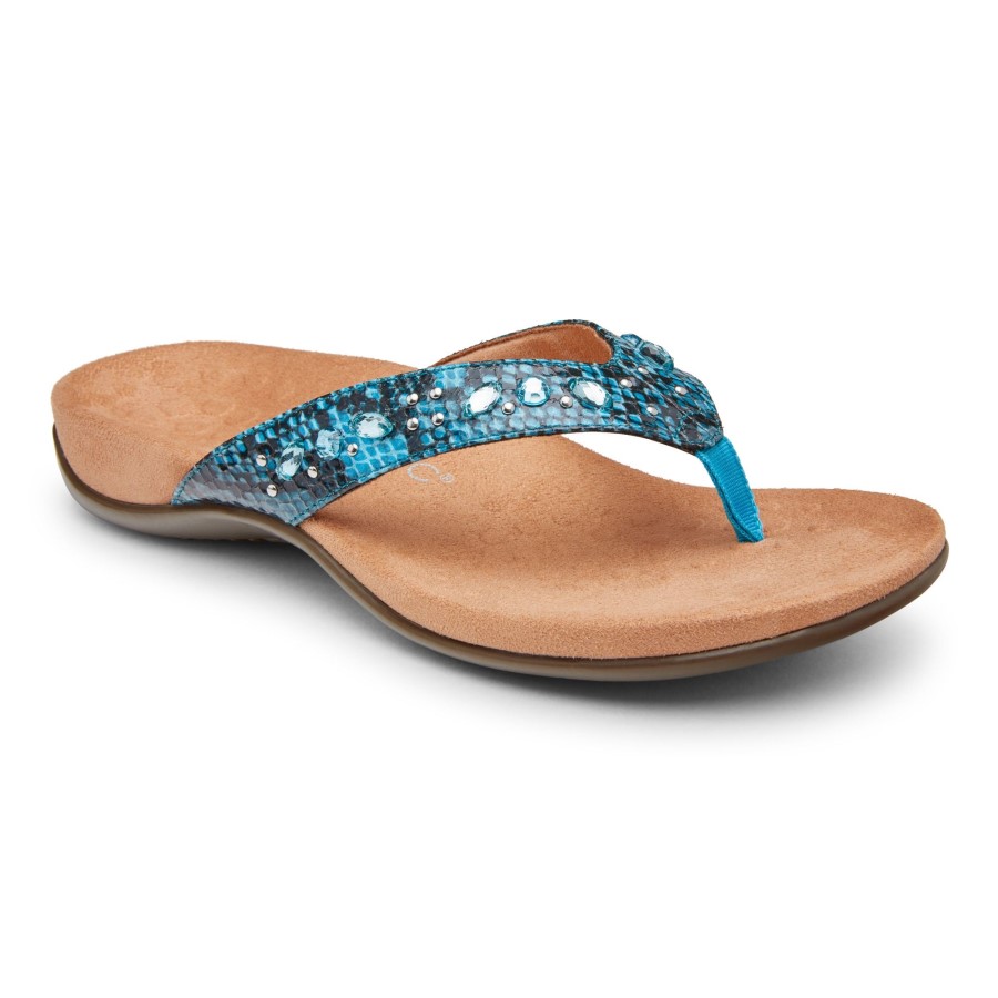 Vionic Lucia Toe Sandal Aqua Snake