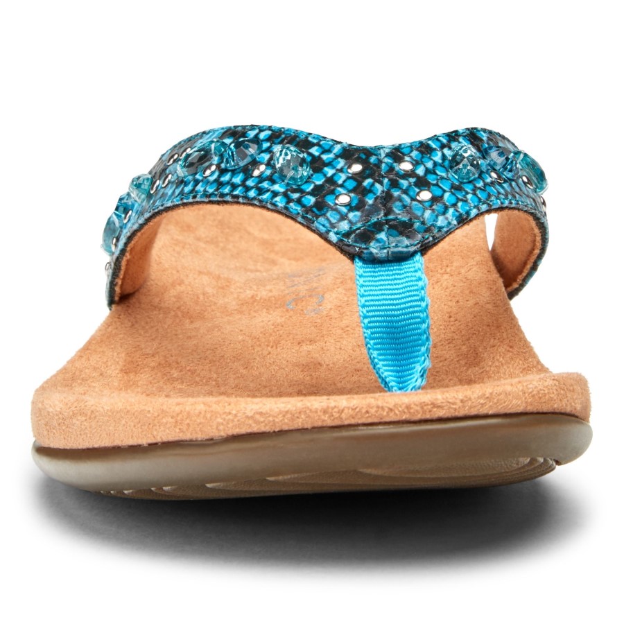 Vionic Lucia Toe Sandal Aqua Snake