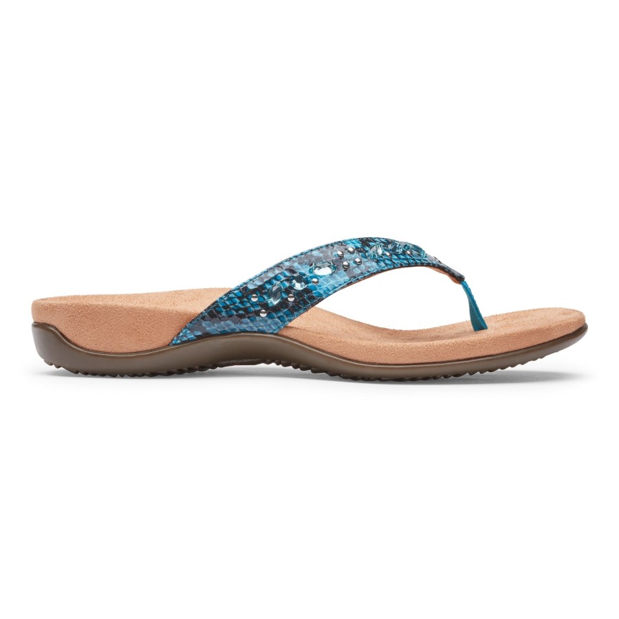 Vionic Lucia Toe Sandal Aqua Snake