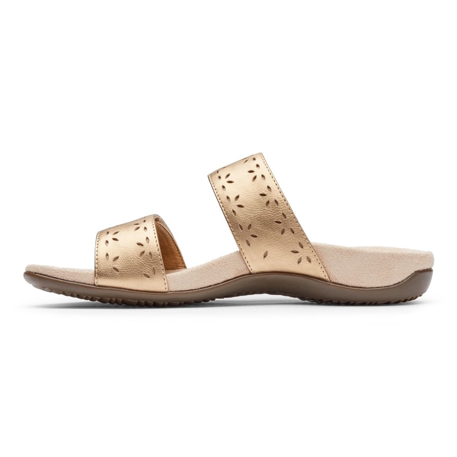 Sandália Randi Slide Couro Dourado Vionic