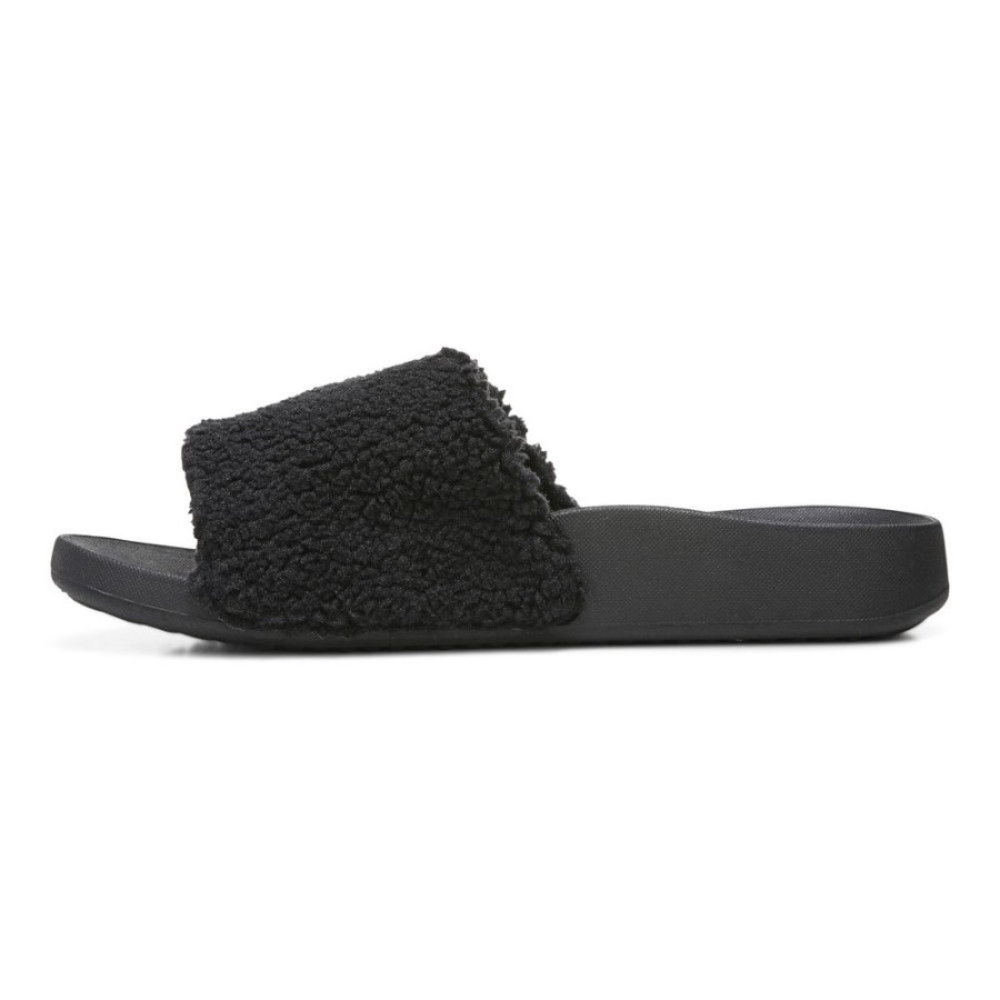 Sandália Keira Slide Preta Shearling Vionic