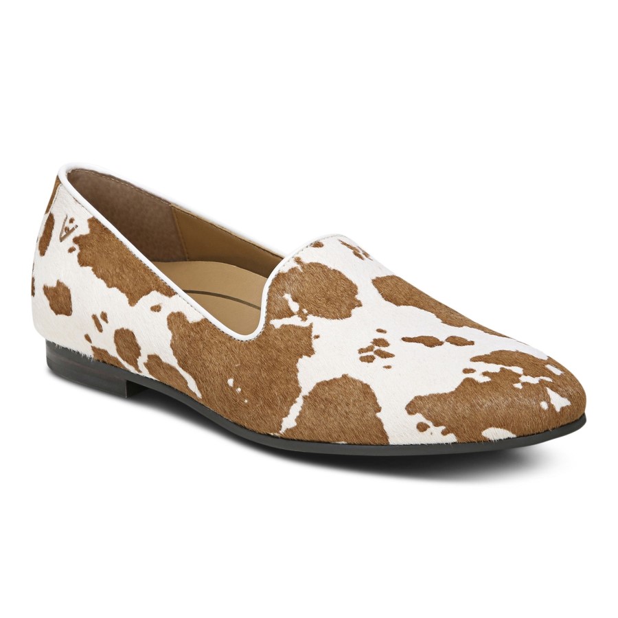 Estampa De Vaca Marrom Vionic Willa Flat