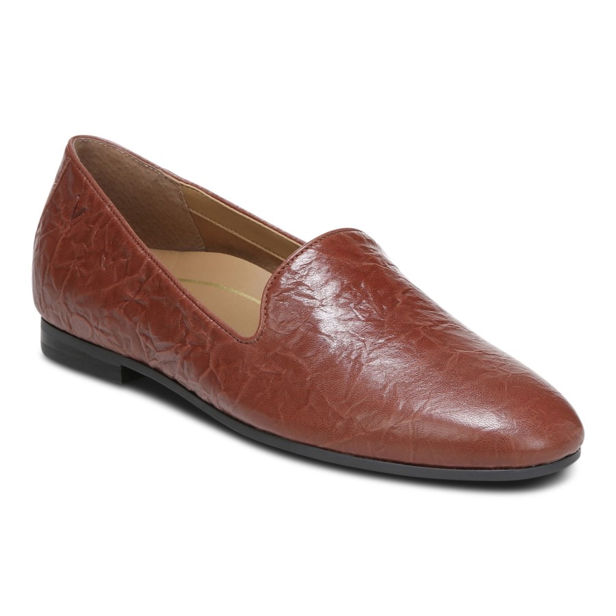 Willa Flat Vionic Couro Marrom
