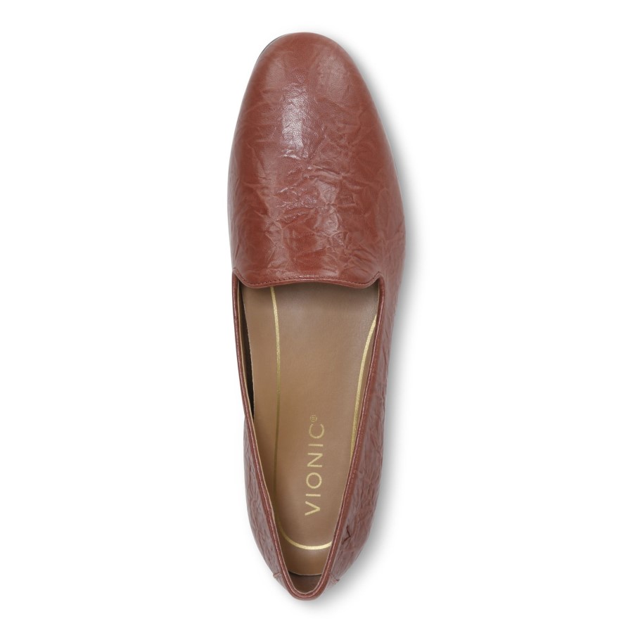 Willa Flat Vionic Couro Marrom