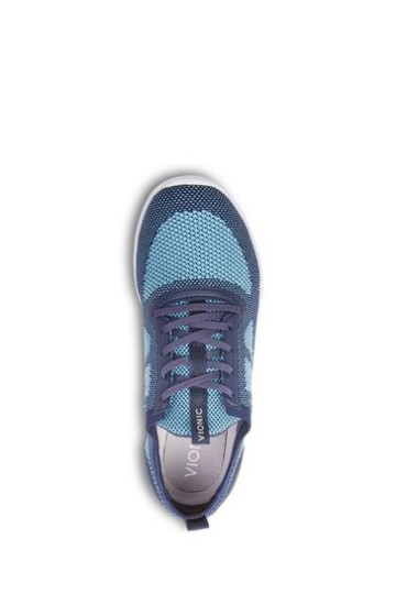 Tênis Vionic Azul Lenora De Tricô Com Cadarço