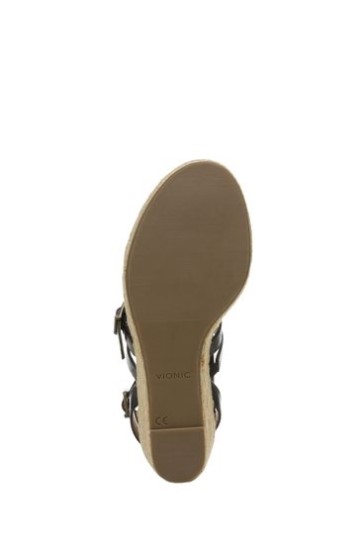 Sandália Vionic Sabina Em Couro Preto Com Tira No Tornozelo