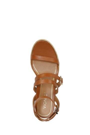 Sandália Vionic Sabina Em Couro Marrom Com Tira No Tornozelo