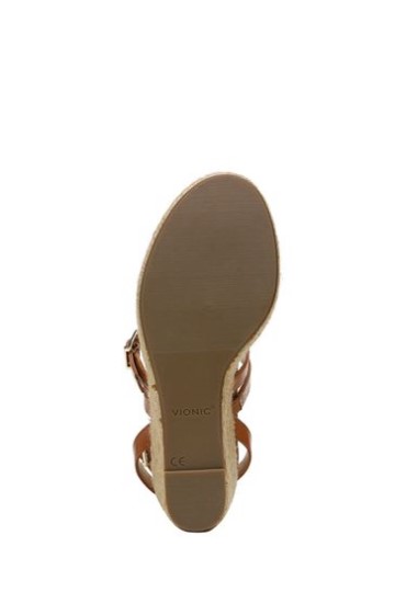 Sandália Vionic Sabina Em Couro Marrom Com Tira No Tornozelo
